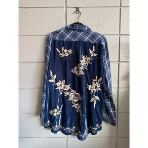 NWT Kyla Seo The Dixon Velvet Plaid Shirt size XL